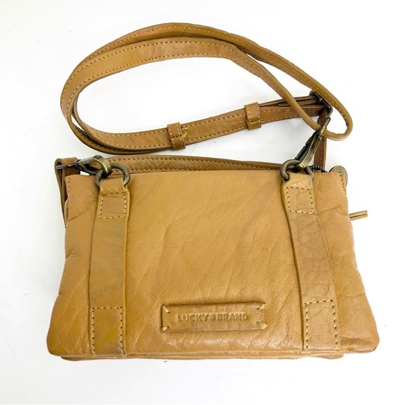 Lucky brand tan leather Crossbody wristlet - Picture 1 of 11
